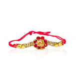 Rakhi Alluring Gold Plated Red Floral and Pearl